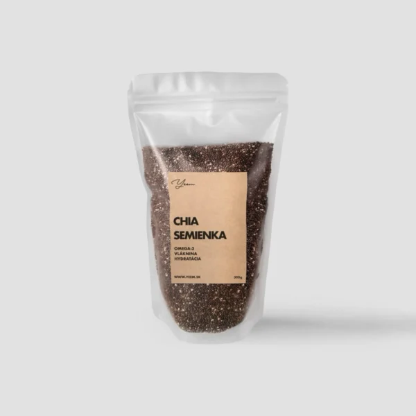 Yeem_chia_semienka Chia semienka – drobné superpotravinové semienka bohaté na omega-3, vlákninu a bielkoviny, vhodné do smoothie, kaší, jogurtu aj pečiva.